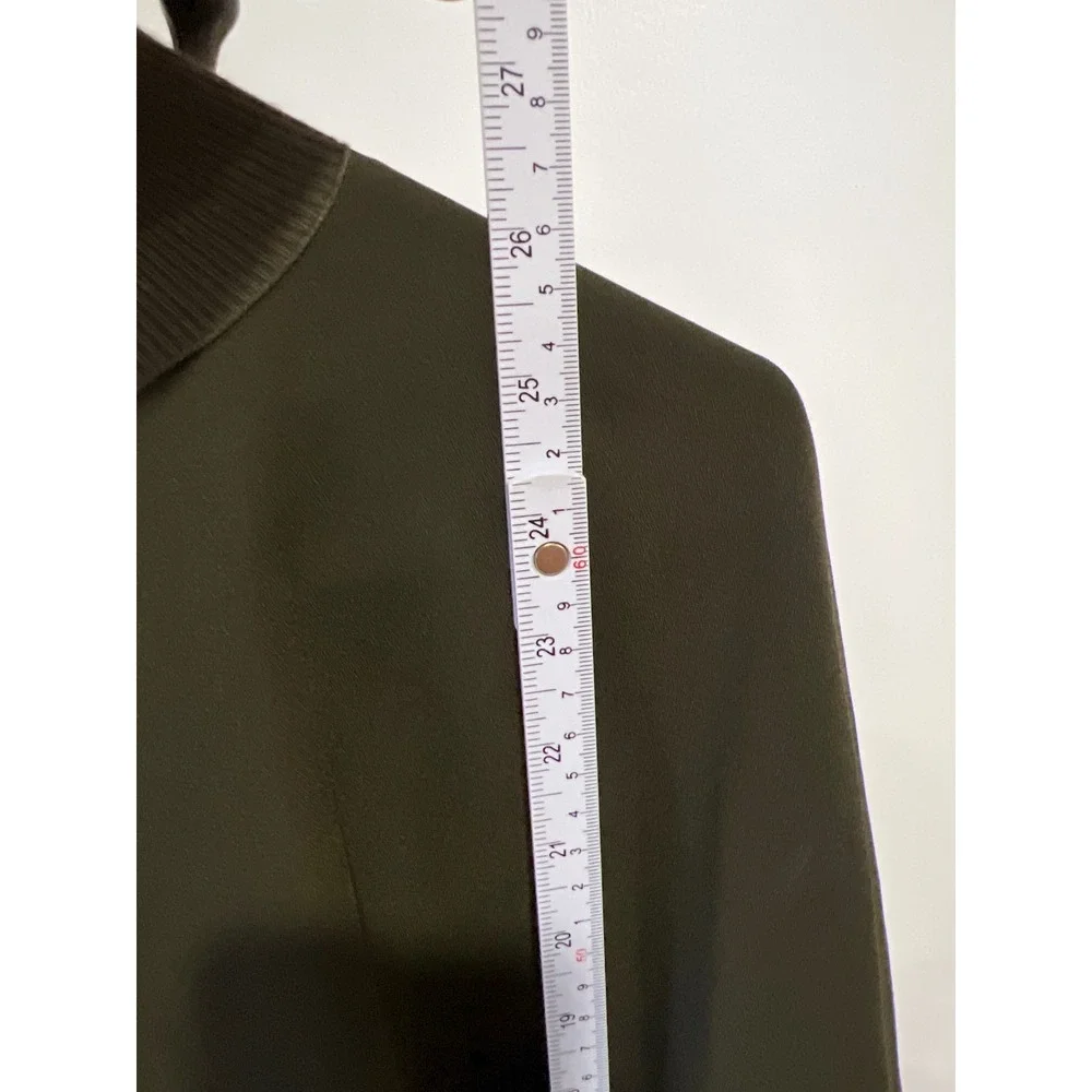 Babaton Olive Green Mock Neck Poncho Capelet Top Ribbed Trim Back Zip Workwear M